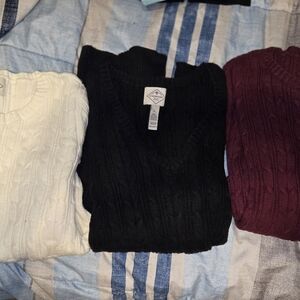 St. John's Bay V-Neck Sweaters - Black, White, Burgundy